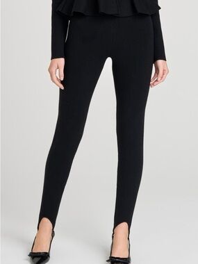Wayf Black Slim Knit Leggings with Front Hem Notch